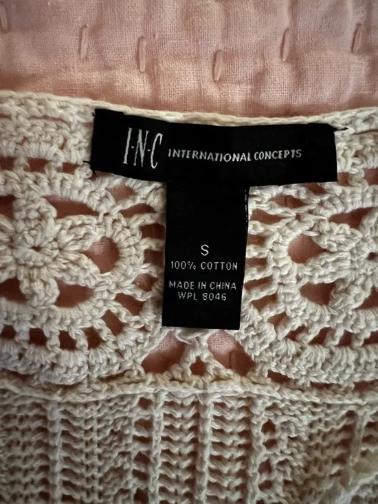 INC International Concepts Cream Crochet Knit Shell Top - Picture 5 of 7